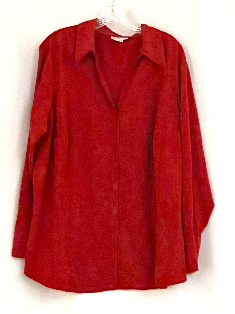 Worthington Classic Ultra Suede Red Button-Front Blouse